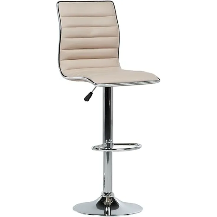 Barhocker Kunstleder beige höhenverstellbar 2er Set LUCERNE