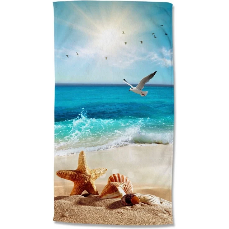 good morning Strandtuch Sealife, Velours (Packung, 1-St), Mikrofaser, Velours, Strandtuch, saugfähig, leicht, 100x180 – Bild 4
