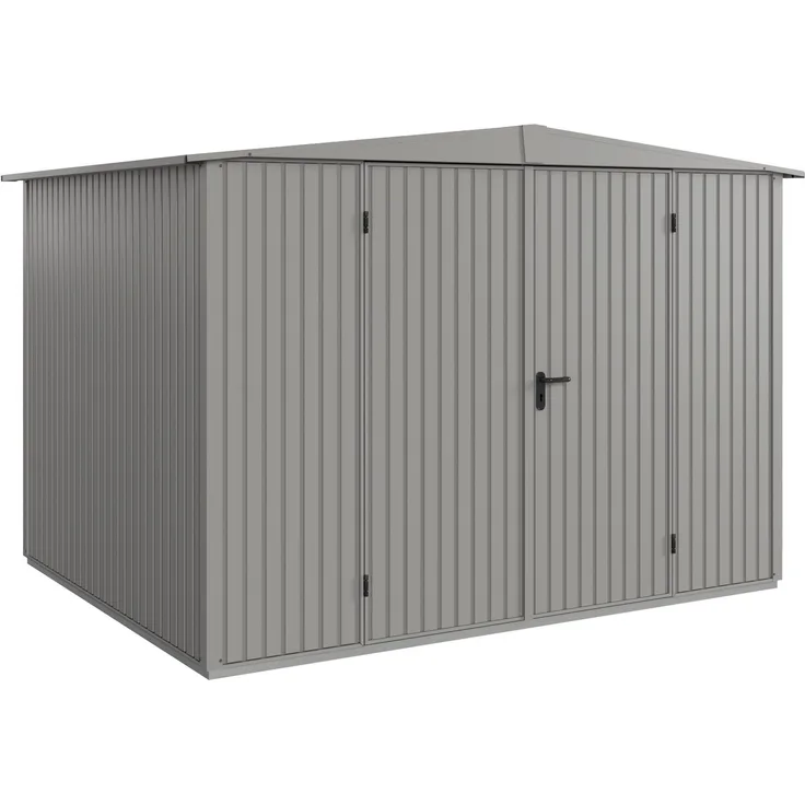 Hörmann Ecostar Metall-Gerätehaus Trend mit Satteldach Typ 3, 238x303 cm , graualuminium, 7,2 m²,2-flüglige Tür