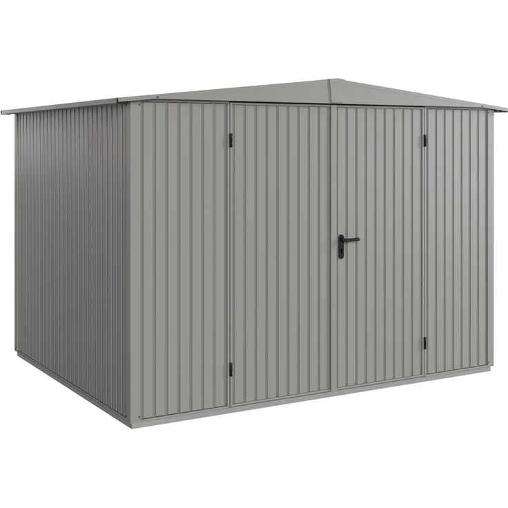 Hörmann Ecostar Metall-Gerätehaus Trend mit Satteldach Typ 3, 238x303 cm , graualuminium, 7,2 m²,2-flüglige Tür – Bild 1