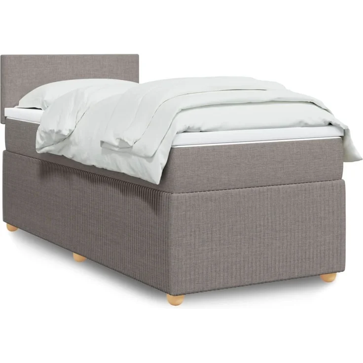 vidaXL Boxspringbett mit Matratze Taupe 90x200 cm Stoff 3287336 – Bild 1