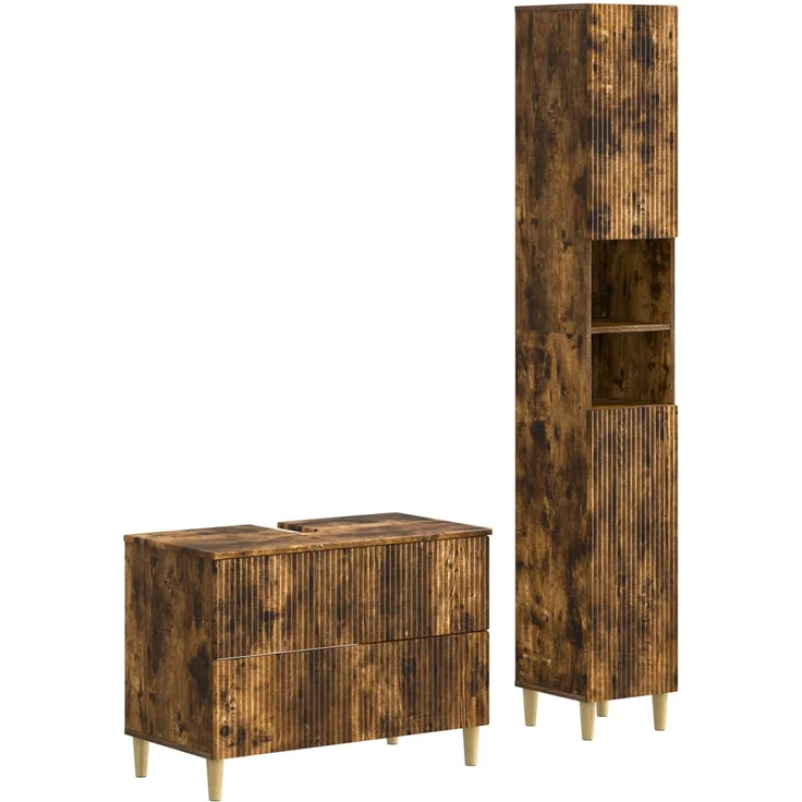 vidaXL 2-teiliges Badezimmer Schrank Set ARNHEM Raucheiche 3417527 – Bild 2