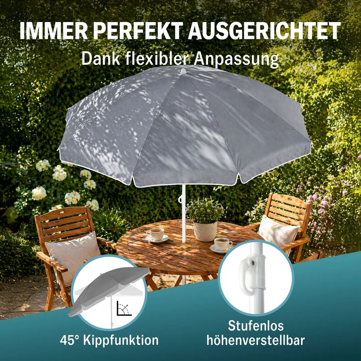 Kingsleeve Sonnenschirm 180cm türkis wasserabweisend – Bild 5