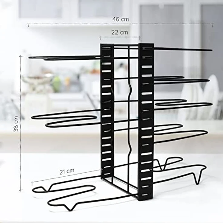 JOEJI’S KITCHEN PFANNENHALTER Eisenrahmen Schwarze Sprühlackierung 38 x 46 cm (H 46 x T 46 x B 38 cm) – Bild 2