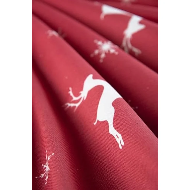 Excelsa Nordic Christmas Weihnachtstischdecke Rentiere und Schneeflocken, rot, 140x180 cm – Bild 3