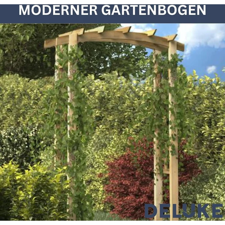 DELUKE® Rosenbogen aus Holz VERSIL 150x60x210cm Gartenbogen Torbogen Pergola Rankhilfe für Kletterpflanzen und Rosen Rankgitter Rosenspalier – Bild 4