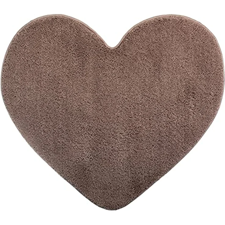 Brandsseller Herz Badematte 70x80 cm Badteppich Badvorleger Badezimmerteppich Duschvorleger Taupe – Bild 1