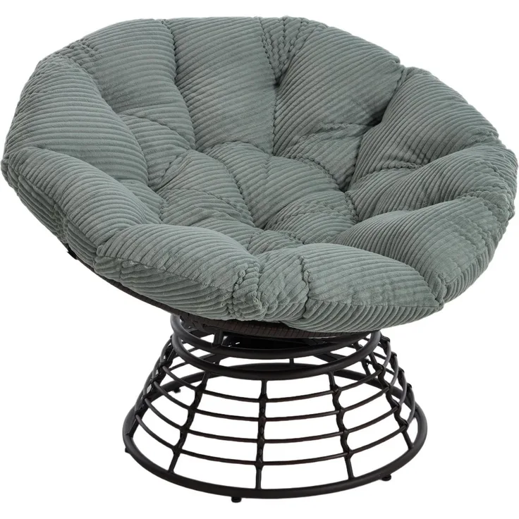 LVHOM Relaxsessel Papasansessel Rattanstuhl mit Kissen, 360° drehbar, Durchmesser 92 cm (Komfortables Sitzerlebnis, 10cm rundes Sitzkissen, ergonomisches Design, rutschfeste Füße, rostfreier Stahlrahmen, Belastbarkeit 130kg), geeignet für Wohnzimmer, S...