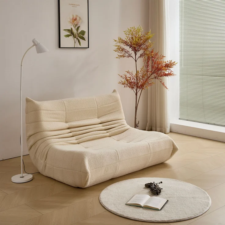 Loungesofa 149x114x82 cm, Beige, Teddy-Velours, ergonomisch, hochdichte Polsterung – Bild 7