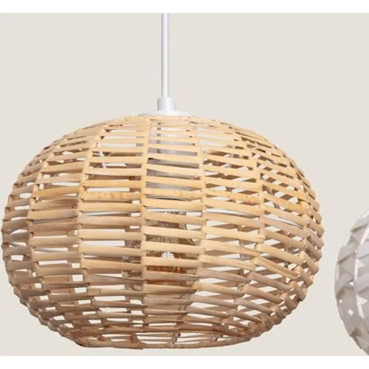 LEDKIA LIGHTING Hängeleuchte Linfen aus Rattan & Holz, E27 Fassung, Boho-Chic Design für Wohnzimmer, Küche, Schlafzimmer, individuelle Anpassung, nachhaltiges Material – Bild 4