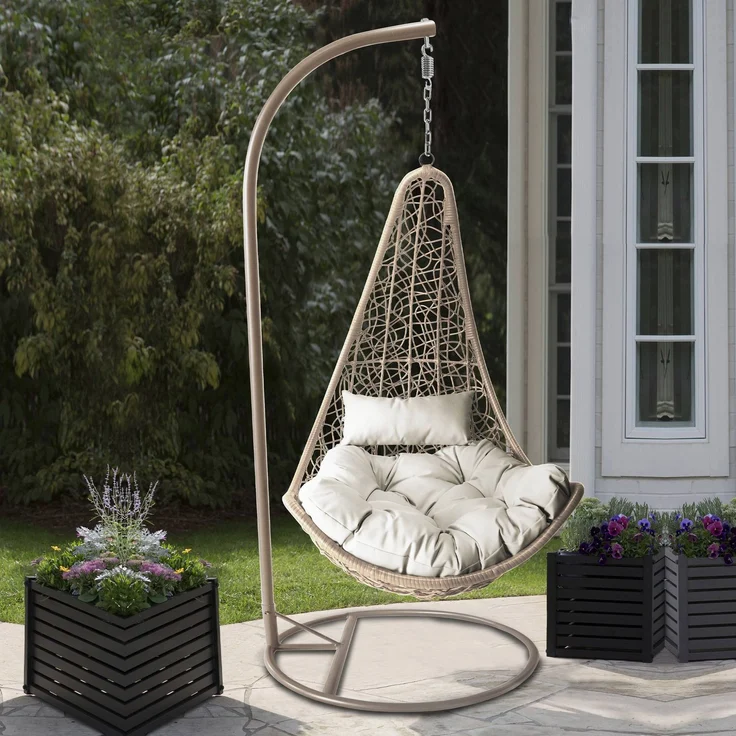 Hängesessel Boho (Farbe: Beige / Kissen: Beige) – Bild 4