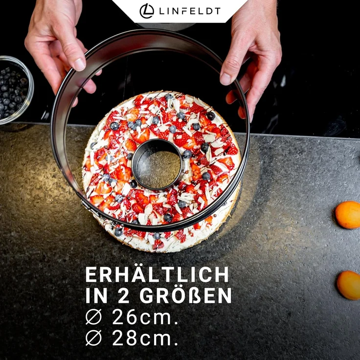 LINFELDT Springform Backform Auslaufsicher & Antihaft Kuchenform mit Ring ⌀ 28 / 26, Teflon - Beschichtung – Bild 5
