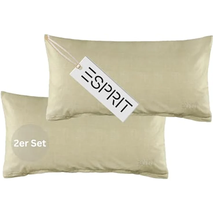 Esprit Bettwäsche HARP Renforcé Kissenbezüge und Bettwäsche, Baumwolle, 2 teilig, 40x80 cm 2er Pack in Beige – Bild 2