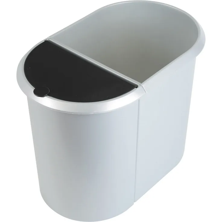 Helit 'Duo-System' Papierkorb, Kunststoff, 29 (20 + 9) Liter, Schwarz / Silber