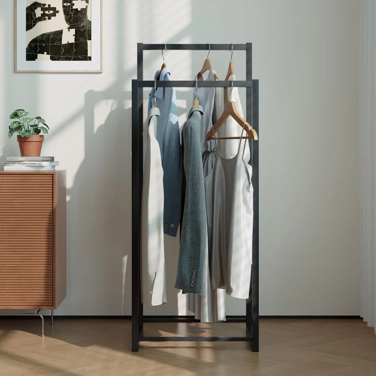Garderobenständer Holtalen Metall 100x40x30 cm Schwarz [en. casa] – Bild 3