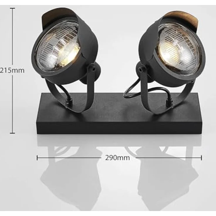 Lindby Henega Deckenstrahler, Vintage-Industriestil in Schwarz, 2-flammig GU10, Metall, für Wohnzimmer und Esszimmer – Bild 5