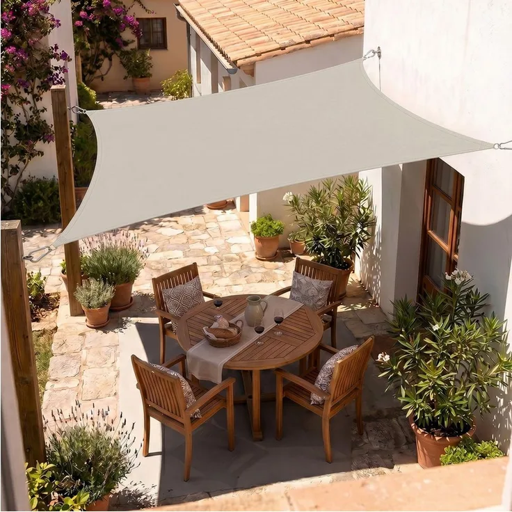SUNULA Sonnensegel Balkon 160g/m² Polyester UV Schutz Sonnenschutz Terrasse Garten, Rechteckig, Taupe 2 x 3 m