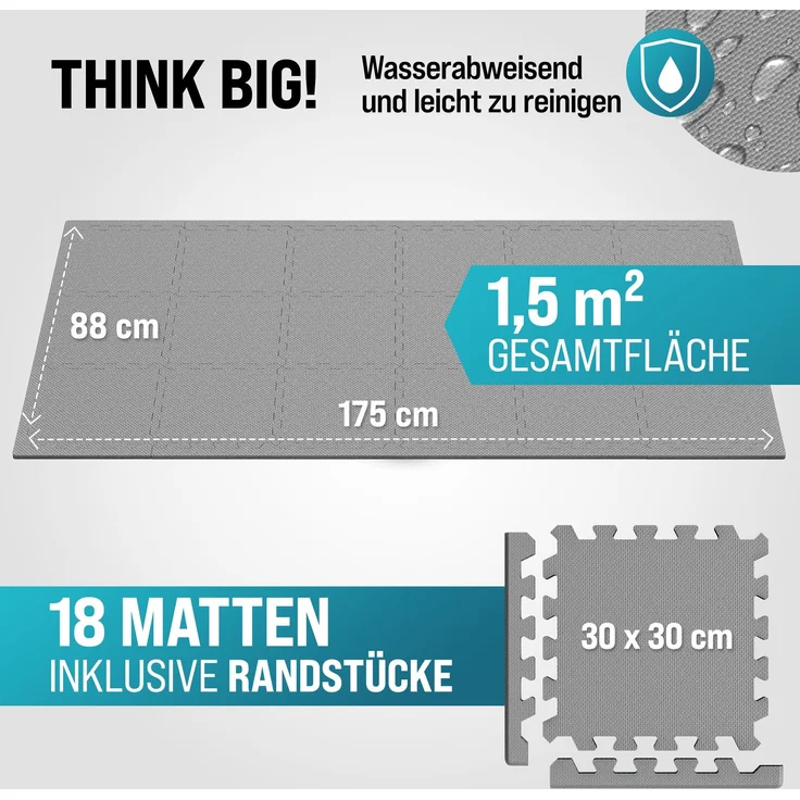 MONZANA® Bodenschutzmatten Fitness Randstücken 30 x 30cm Rutschfest Puzzlematte Trainingsmatten Fitnessgeräte Grau – Bild 9
