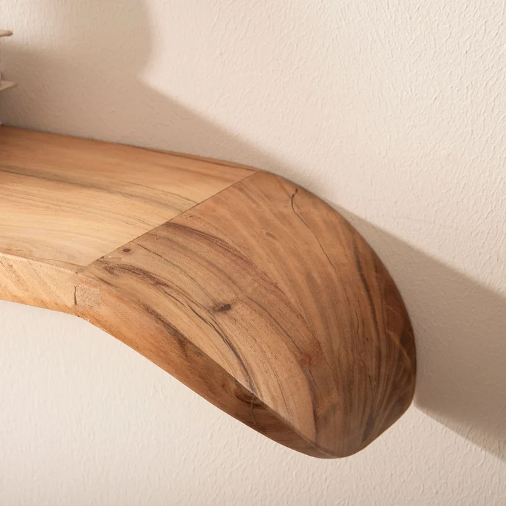 FineBuy Wandregal Mango Massivholz · Hängeregal mit geschwungenen Enden · Handgefertigtes Schwebendes Regal im modernen Design · Regalbrett aus Echtholz – Bild 5