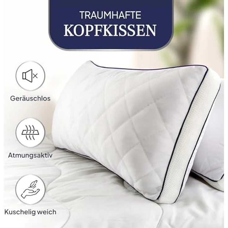 Gentle North Microfaserkissen Kopfkissen in Hotelqualität flauschige, gut gefüllte Schlafkissen, Füllung: Polyester, Rückenschläfer, Seitenschläfer, Bauchschläfer, Seitschläfer – Bild 3