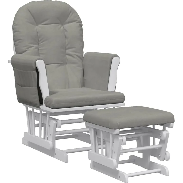 vidaXL Schaukelsessel mit Hocker Gleitend Hellgrau Stoff 351662