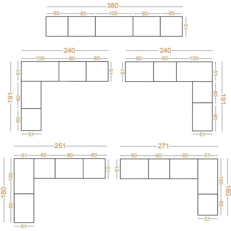 Marmex Möbel Tres Set-S/N (B) großer Eckkleiderschrank, Begehbarer Kleiderschrank offen mit Aufsatz, modularer Kleiderschrank mit Kleiderstangen, Einlegeböden für Kleidung, Schuhe, laminierte Spanplatte, weiß 271/160x246x51 cm – Bild 8