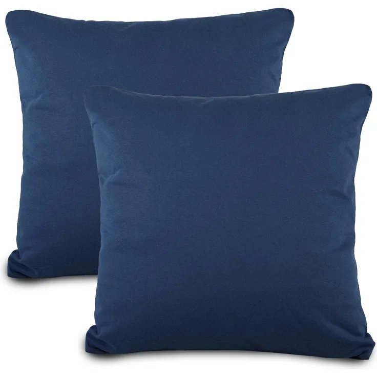 aqua-textil Classic Line Baumwoll Kissenbezug 2er-Set 50x80 dunkelblau Kissen Bezug Reißverschluss Jersey Kissenhülle
