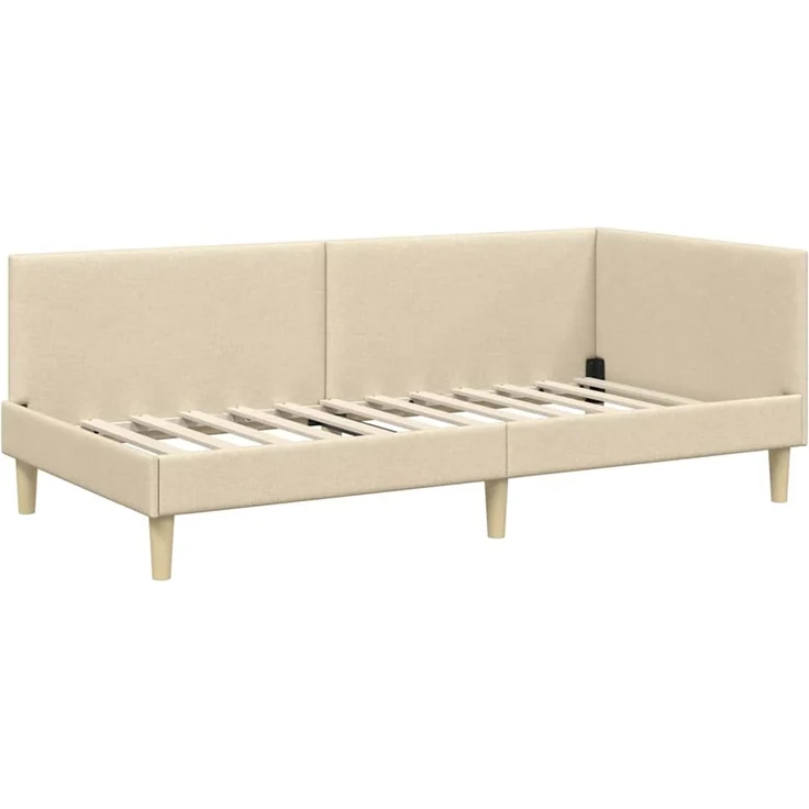 vidaXL Eckbettgestell mit Matratze 2 stk. Creme 100 x 200 cm Stoff 3393755 – Bild 6