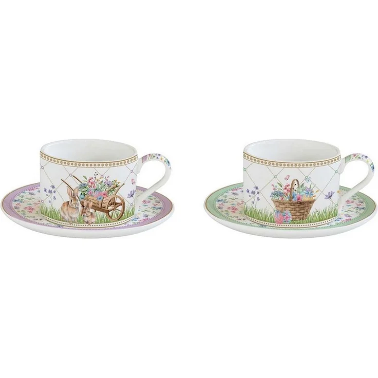 EasyLife Untertasse Spring Bloom, Spülmaschinengeeignet, Mehrfarbig, Hasen & Blumenkörbe, H: 6.5cm – Bild 5