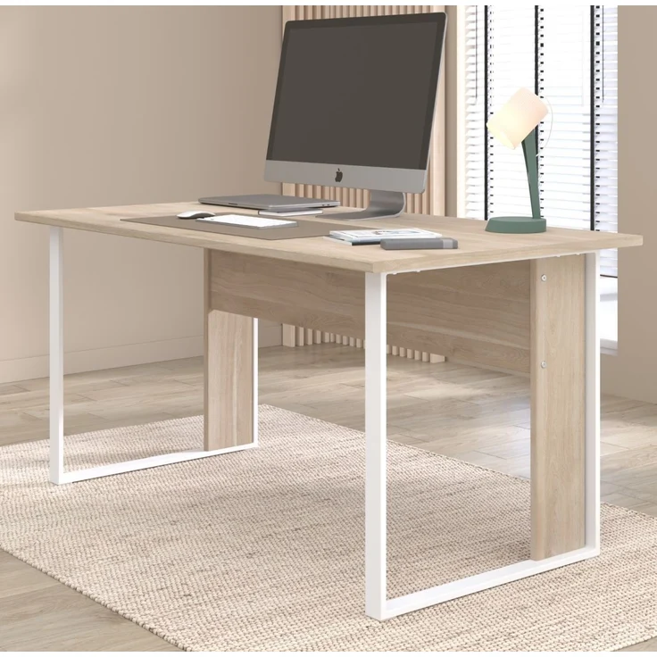 Schreibtisch StartUP in Eiche und weiß 150 x 80 cm – Bild 1
