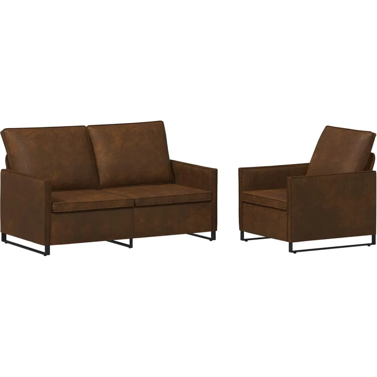 vidaXL Sofa-Set 2 pcs Braun Kunstwildleder 3433122 – Bild 1