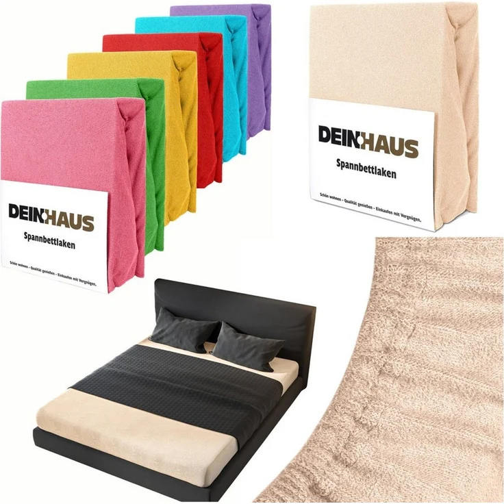 DH DEIN. HAUS Spannbettlaken Frottee SOFT, Baumwolle, Gummizug: rundum, (1 Stück), weich saugfähig atmungsaktiv Rundumgummi formstabil bis 20 cm – Bild 1