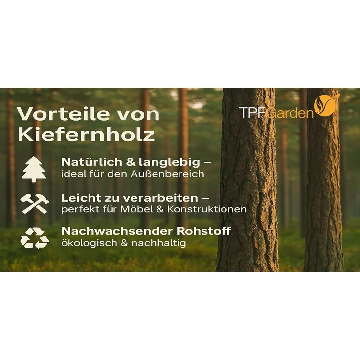 TPFGarden Garten-Essgruppe Drieburg, (3-tlg, Outdoor Garten Garnitur aus massivem Kiefernholz), 2x Bank 3-Sitzer & 1x Tisch 72x150cm - Hochwertige Verarbeitung – Bild 9