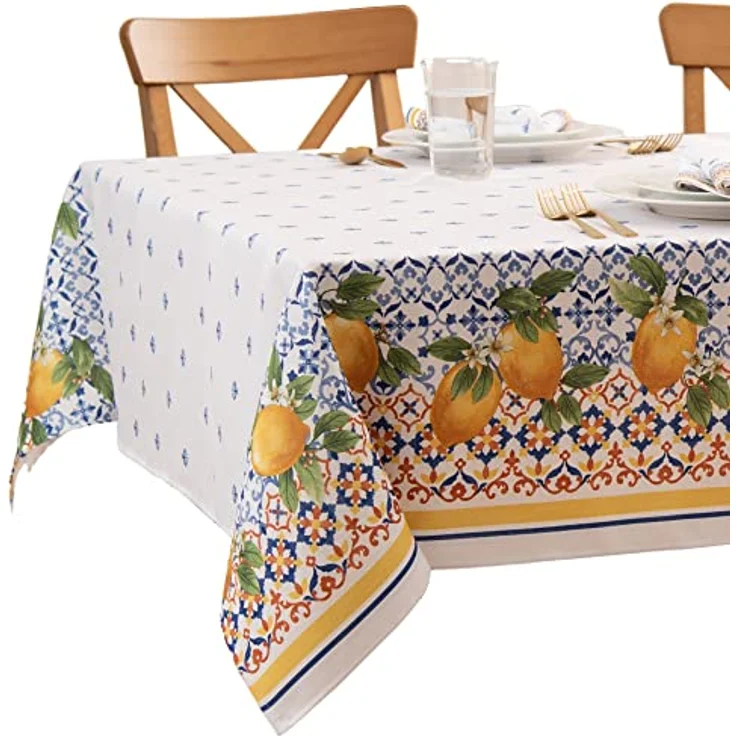 Elrene Home Fashions Capri Zitronen-Tischdecke, doppelseitig, mediterraner Stoff, rechteckig, 152,4x259,1 cm – Bild 3