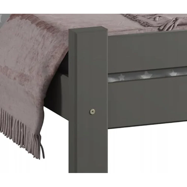 Home Collective Bettgestell Massivholzbett, Einzelbett mit Lattenrost & sicherem Lack, 210 x 132 x 72 cm, Grau – Bild 3