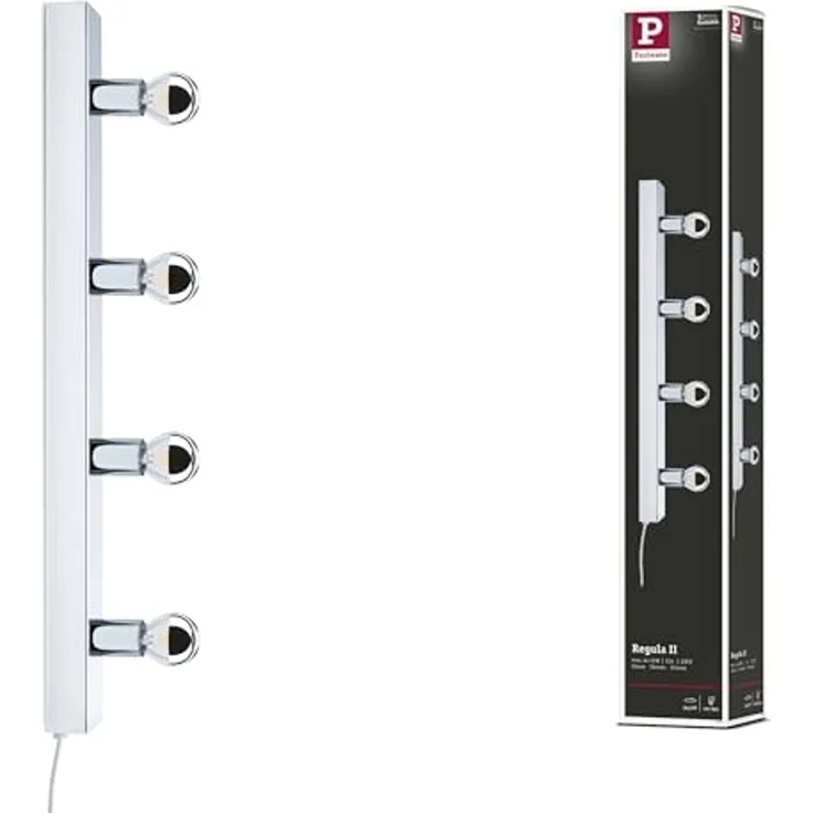 Paulmann 80100 Spiegelleuchte Regula II Stecker 4-flammig E14 Chrom IP44 – Bild 1