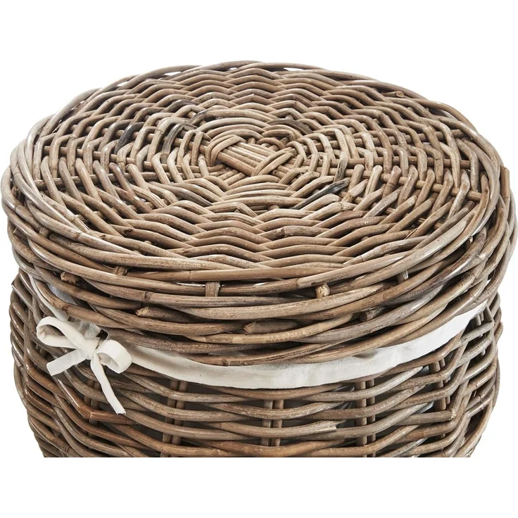 Kobolo Aufbewahrungskorb Wäschebehälter - Rattan - Stoffeinsatz und Deckel (1 St) – Bild 5