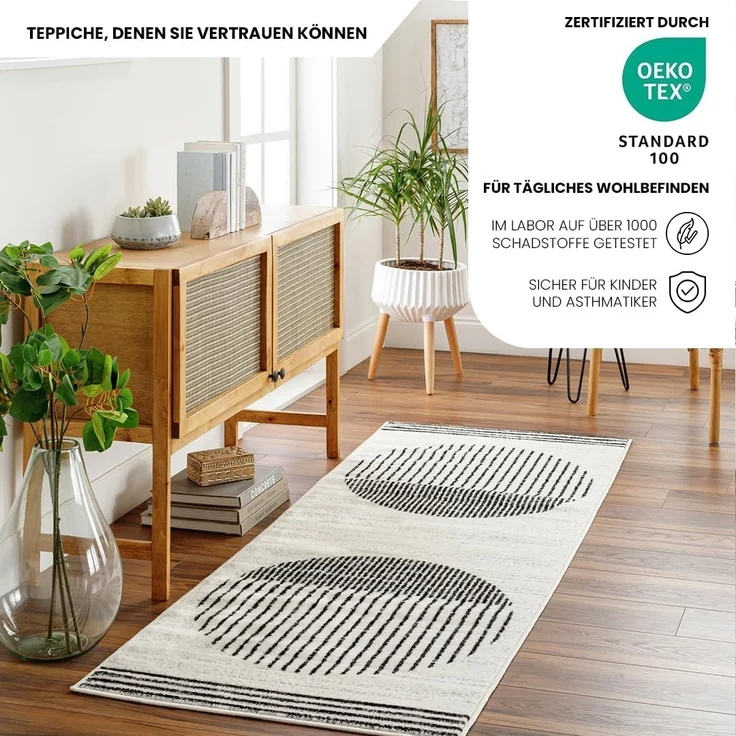 Surya Läufer SANTIAGO, rechteckig, Höhe: 11 mm, Skandinavischer Teppich, Kurzflor Boho-Wohnzimmerteppich, Läufer – Bild 4