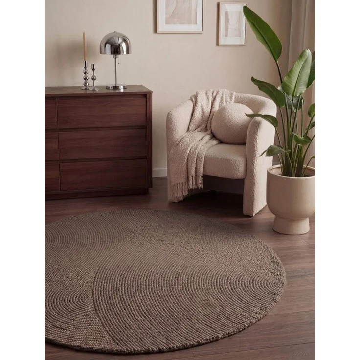 HANSE Home Wollteppich Calmio, auch als Läufer und in rund, rund, Höhe: 18 mm, Handgetuftet, Wolle, Natur, Wohnzimmer, Schlafzimmer, Skandi, Hygge – Bild 1