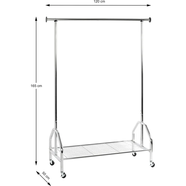 Garderobenstange >43090< Rollgarderobe, in chrom, Metall - 120x165x50cm (BxHxT) – Bild 3