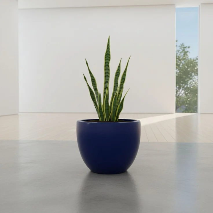 Keramik Blumentopf Eggpot Royal Blau Ø 29cm - Frostfest Pflanzkübel Glasiert Rund – Bild 7