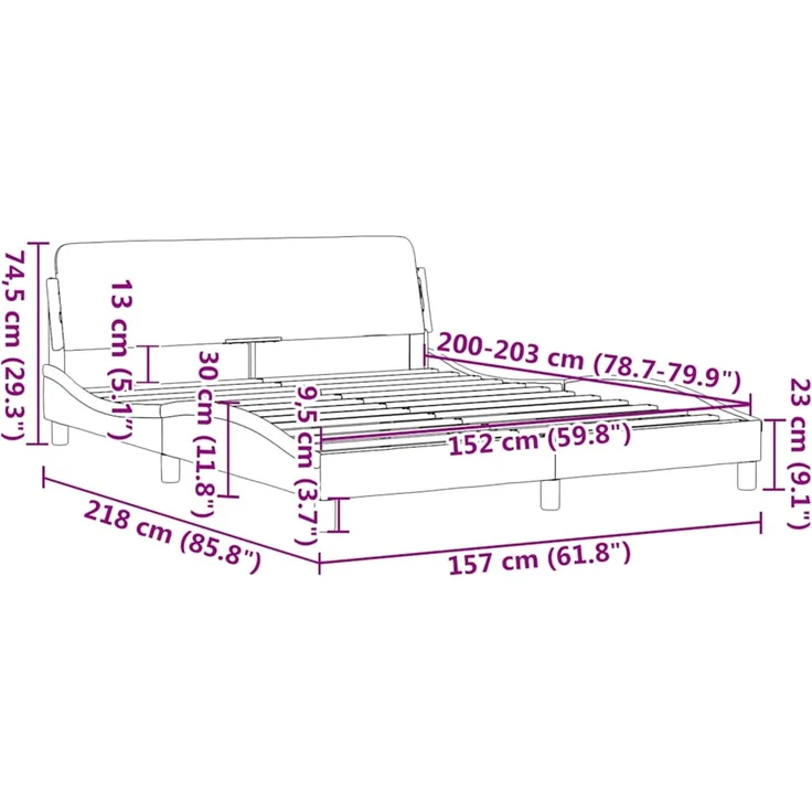 vidaXL Bettgestell "Dover" Schwarz und Weiß 152x203 cm Kunstleder 373296 – Bild 10