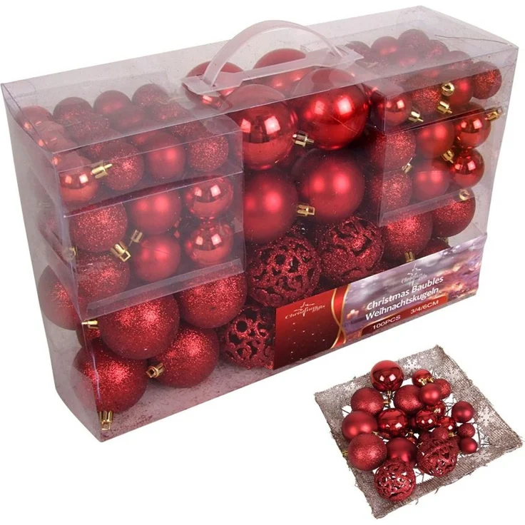 Weihnachtsbaumkugeln 100er-Set Baumschmuck Christbaumkugeln Weihnachtskugeln – Bild 2