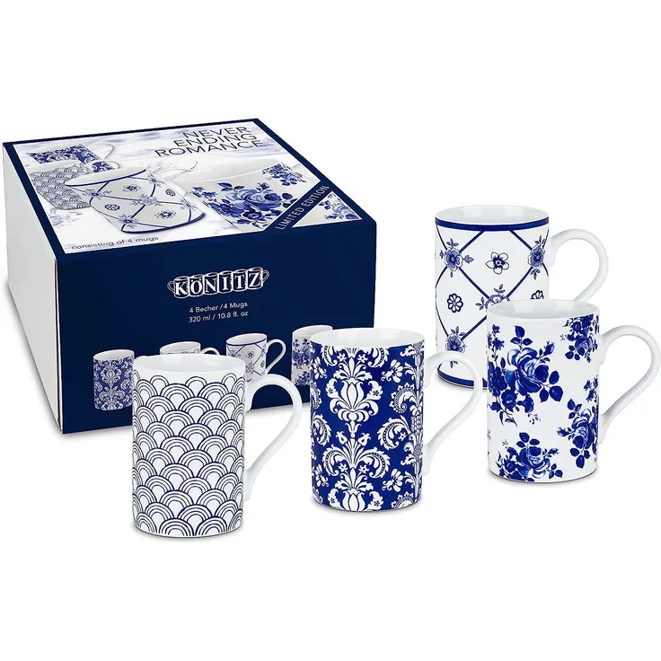 Könitz Never ending Romance Geschenkset, 4 Becher, Tassen, Kaffeetassen, 300 ml, 11 5 003 1837