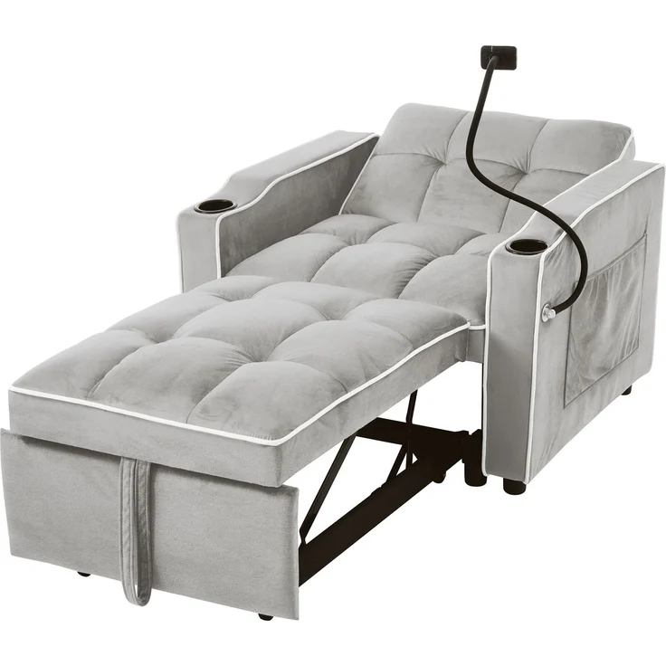 1-Sitzer Schlafsessel B 83 x T 167 x H 76 cm aus Samt mit Schlaffunktion – Bild 6
