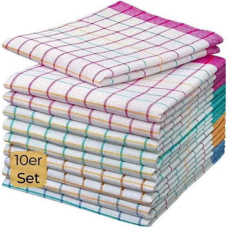 Hometex Premium Textiles Geschirrtuch 10er Set - Geschirrtuch in bunt, Ideal als Küchentuch und Grubentuch mit hoher Wasseraufnahme