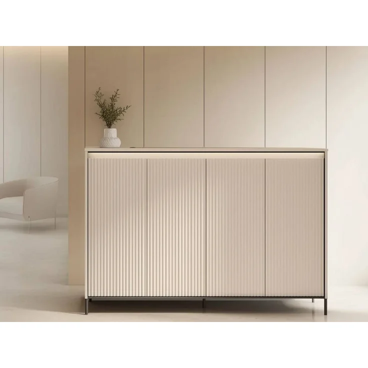 yourhouse24 Kommode TREND TG-04 mit 4 Türen und Beleuchtung, Sandbeige – Bild 1