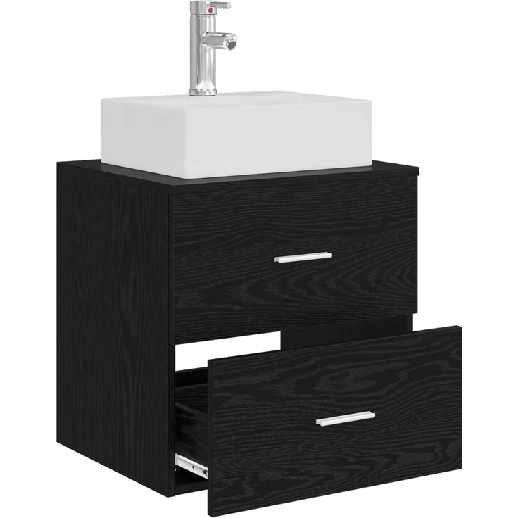 vidaXL Wandmontierter Waschbeckenunterschrank Schwarze Eiche 890279 – Bild 3