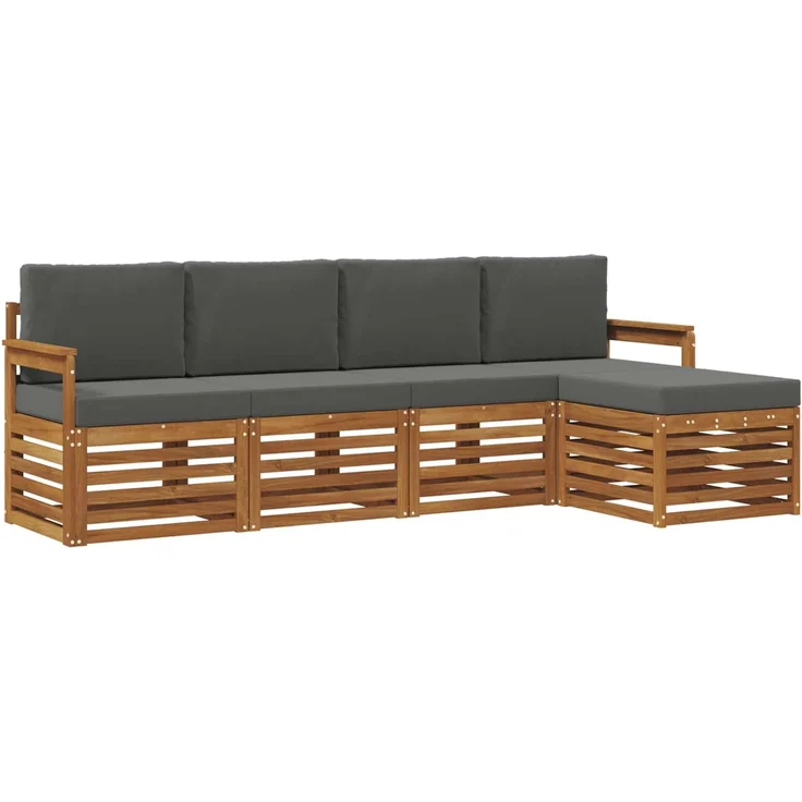 vidaXL Outdoor-Sofagarnitur 5 stk. 5-Sitzer Natur und Anthrazit 3374637 – Bild 2