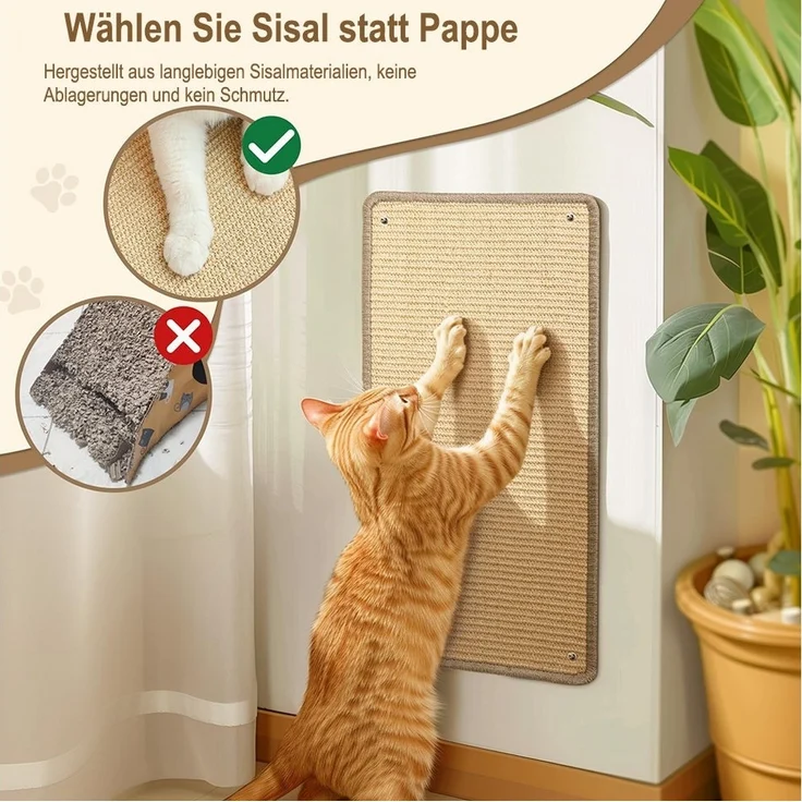 Ledander Kratzmatte Sisal-Kratzteppich für Katzen,Kratzschutz Sofa, zum Kratzen, (1-tlg), Schutzmatte für Sofa, Möbel und Türen, Katze Wand Kratzschutz – Bild 2